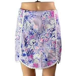 Lilly Pulitzer Patty Womens Purple Floral Mini A-line Short Skirt Skort Size 5